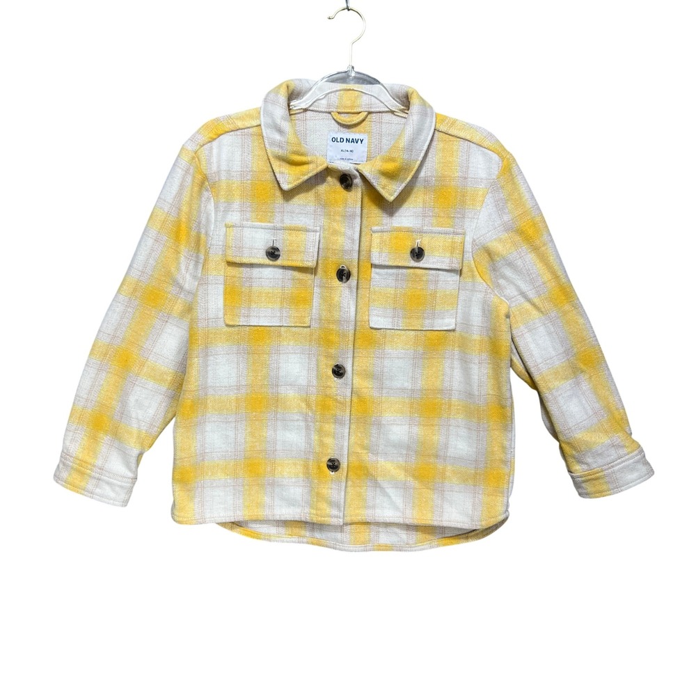 Old Navy‎ Womens Yellow Plaid Shacket Shirt Jacket sz XL Soft Brushed Utility